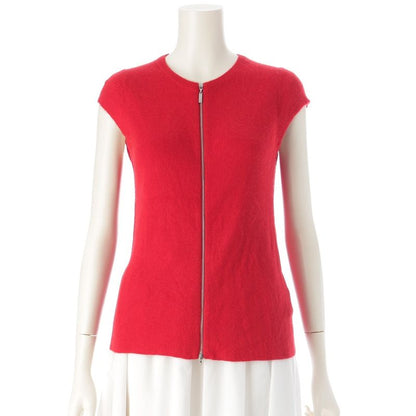 Chanel 06A Cashmere Double Zip Up Vest Sleeveless Top P29666 Red 38