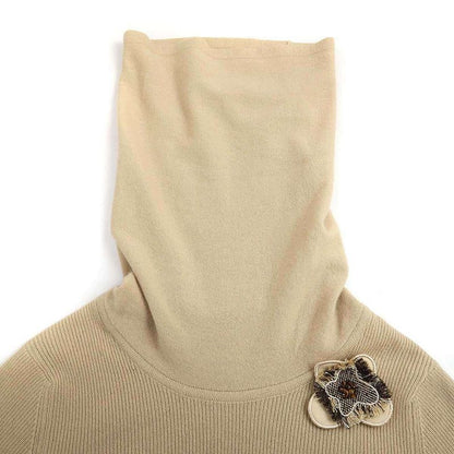 Chanel 2005aw Camellia Corsage Cashmere Turtleneck Knit Sweater P26592v00012