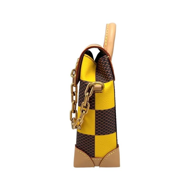 Louis Vuitton Shoulder Bag Nano Steamer N40536 Damier Pop Canvas Yellow Brown