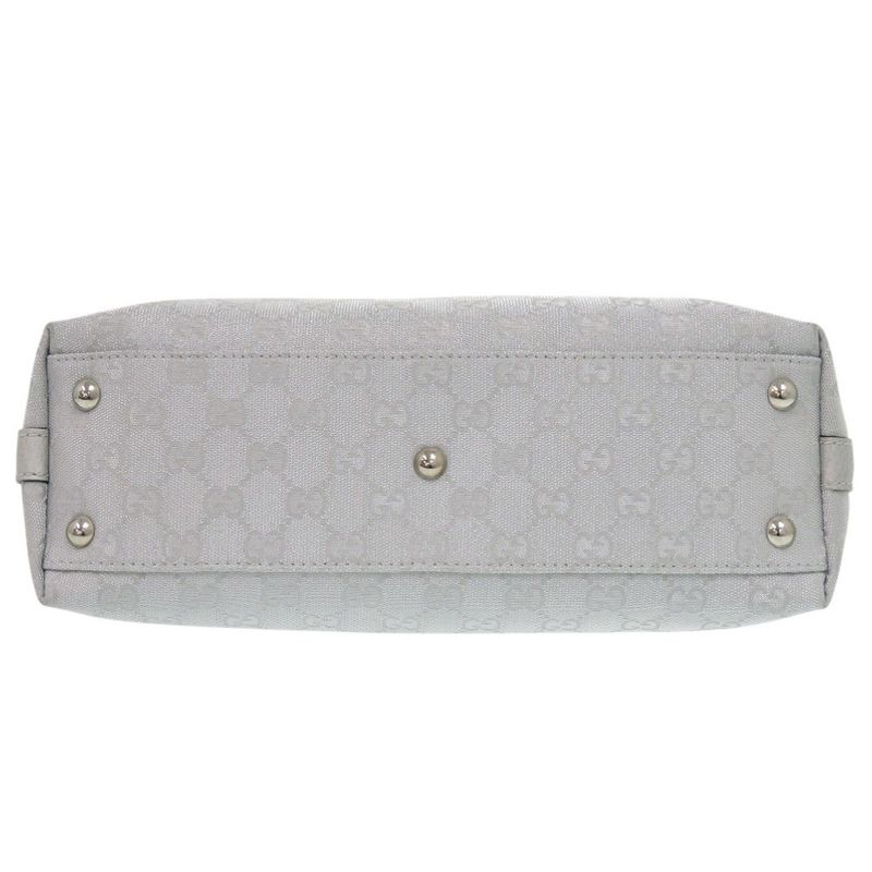 Gucci 264210 GG Canvas Leather Silver Handbag 1641 Gucci