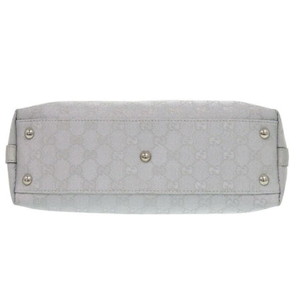 Gucci 264210 GG Canvas Leather Silver Handbag 1641 Gucci