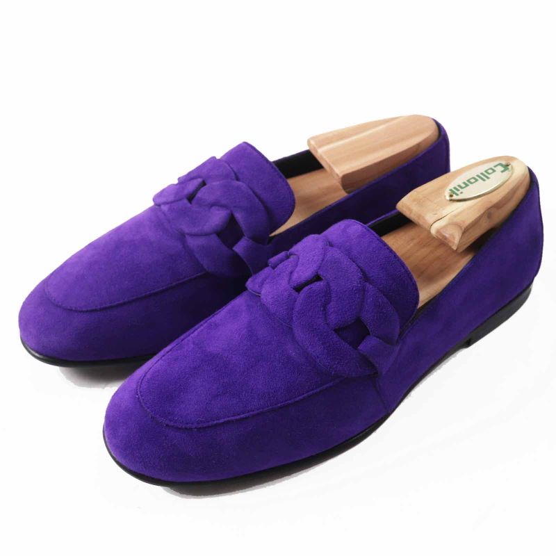 Hermes 232012z Honest Moccasin Suede Leather Loafer Purple 36 Storage With Bag
