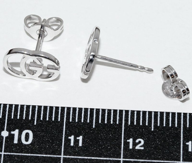 Gucci Earrings 18K White Gold GG Studded Earrings Online Limited 094074 J8502