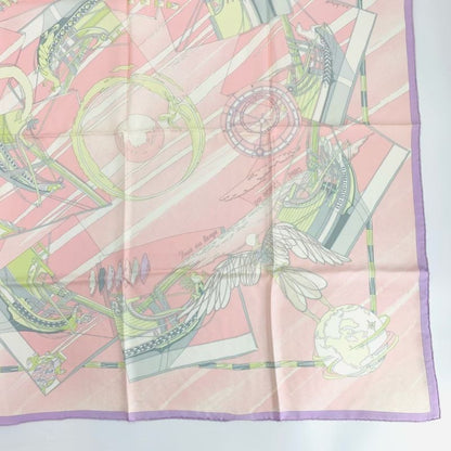 Hermes Carre 90 Face Au Large Towards The Sea Pink Scarf 100% Silk