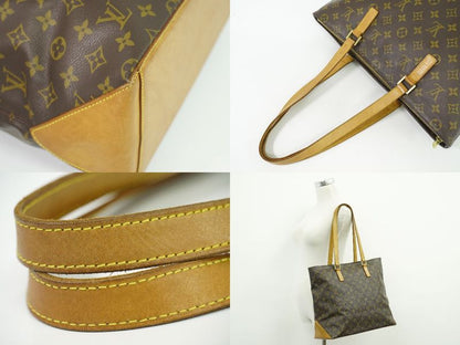 Authentic Louis Vuitton LV Cabas Mezzo Monogram Shoulder Bag Tote Bag Brown