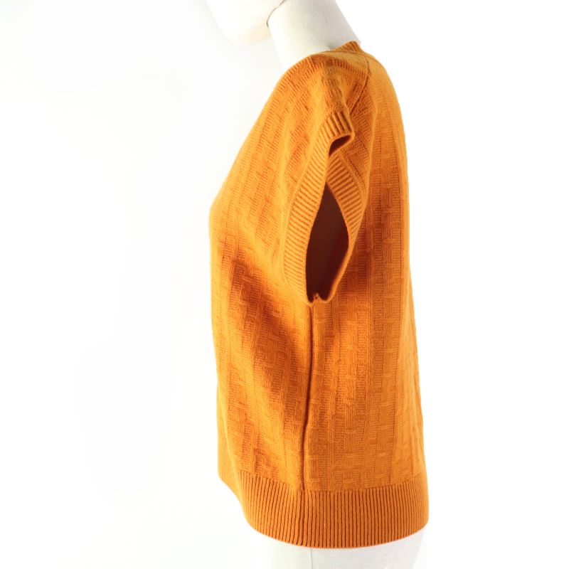 Hermes 2023 3e2639db 100% Wool H-pattern Design V-neck Short-sleeved Knit