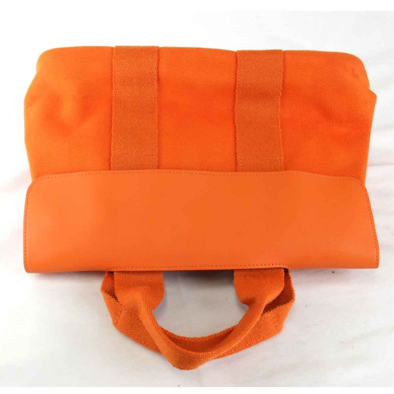 Hermes Valparaiso PM □P Engraved Handbag Leather / Canvas Orange