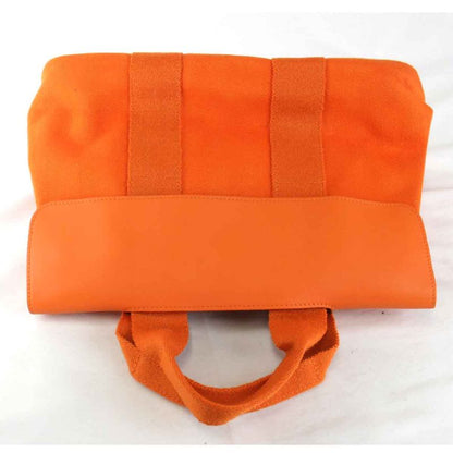 Hermes Valparaiso PM □P Engraved Handbag Leather / Canvas Orange