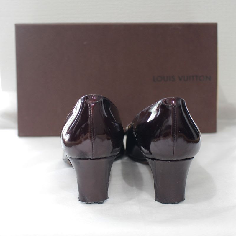 Louis Vuitton Stored Item Enamel Brown Heel Ladies 37