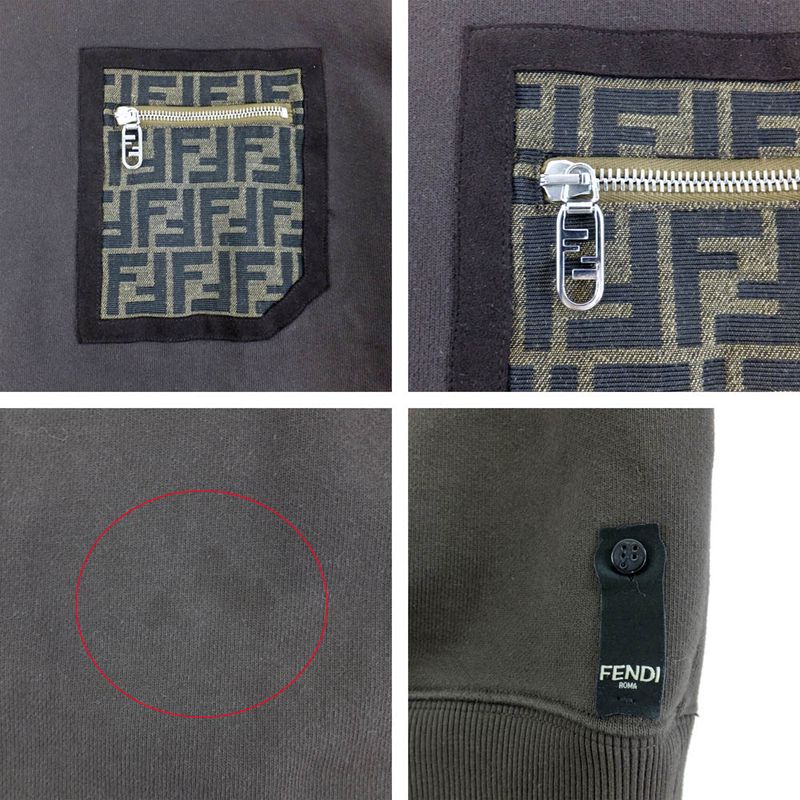 Fendi Sweat 12cpf-23-899 Size M Brown Cotton Pocket Silver-hardware