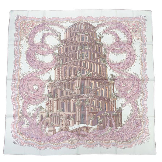 Hermes Carre 90 LES Rivieres DE Babel River Of Babel Pink Scarf 100% Silk