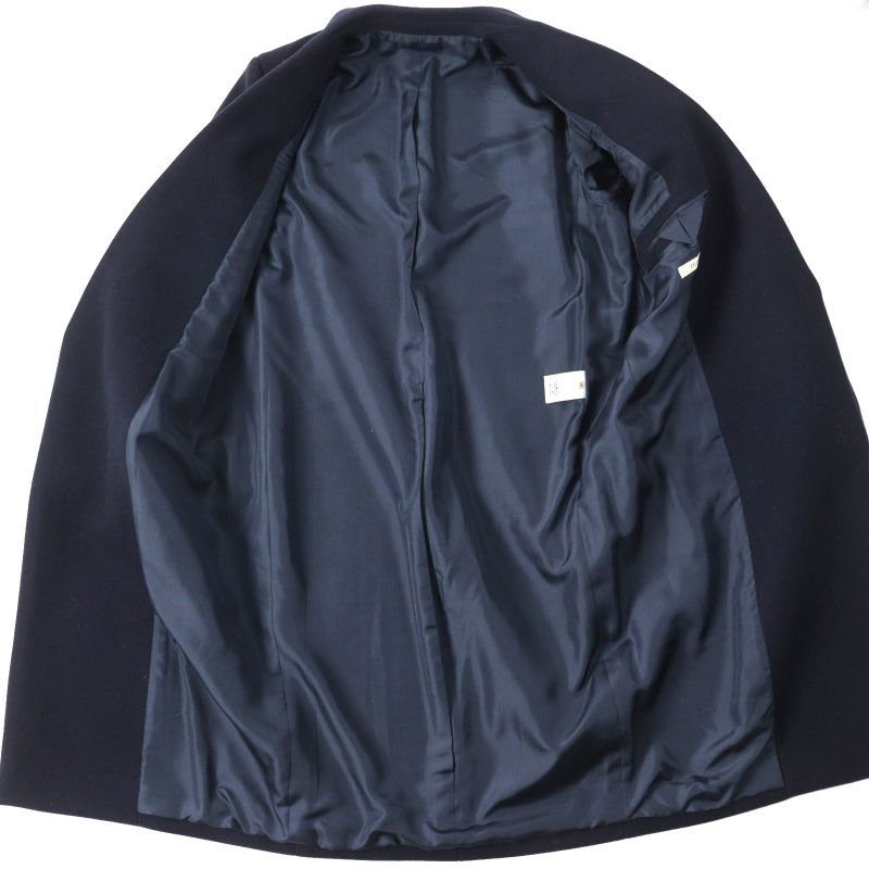 Celine 100% Wool Phoebe Period Front Open Crombie Coat 100% Silk Lining Navy