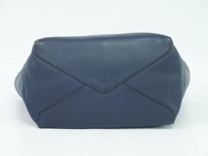 Authentic Prada Leather Shoulder Bag Tote Bag Navy 1bg202 Bag Pre-owned