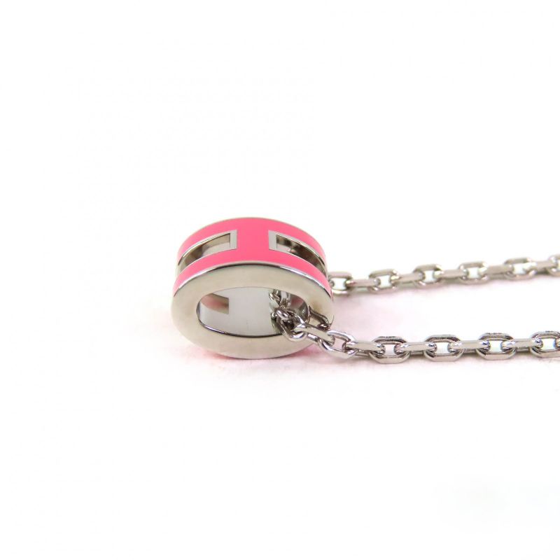 Hermes Mini Pop H Pendant Mini Pop H Pendant Necklace Pink Silver With Box And