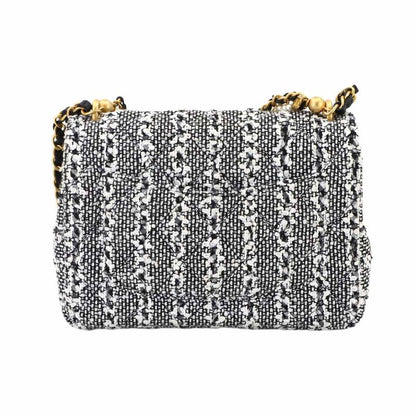 Exhibited Chanel Pearl Chain 2way Hand Shoulder Bag Tweed Lambskin White Black