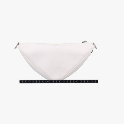Prada Triangle Logo Plate White Saffiano Leather Handbag Shoulder Bag Tote Purse