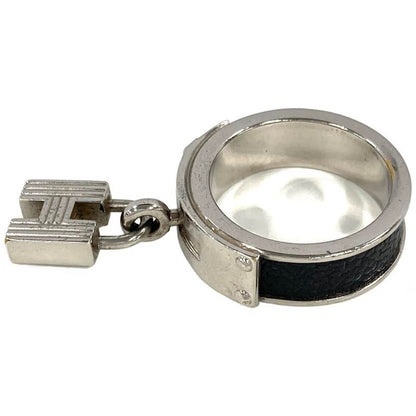 Hermes H Cadenas Scarf Ring Leather Black Unisex