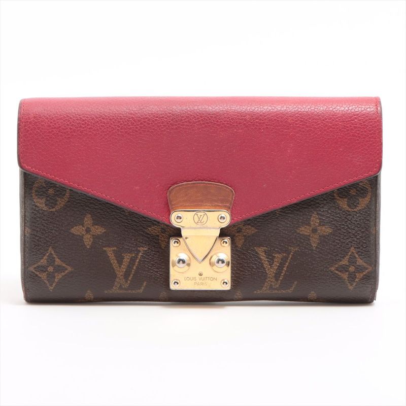 Louis Vuitton Monogram Portefeuille-pallas Long Wallet M58414 Red × Brown Made