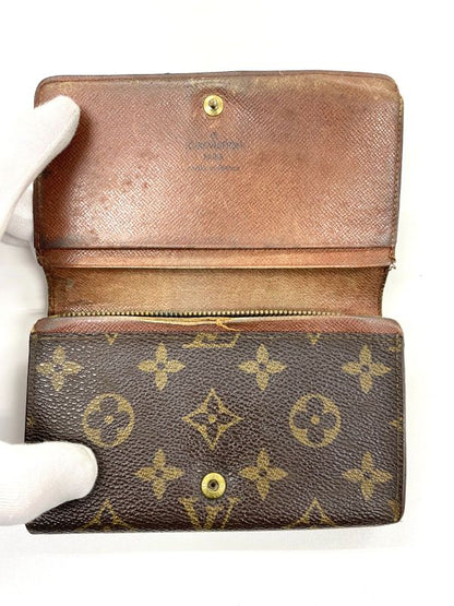 Louis Vuitton Monogram Porte Monet Vieux Trésor M61730 Foldable Wallet L-shape