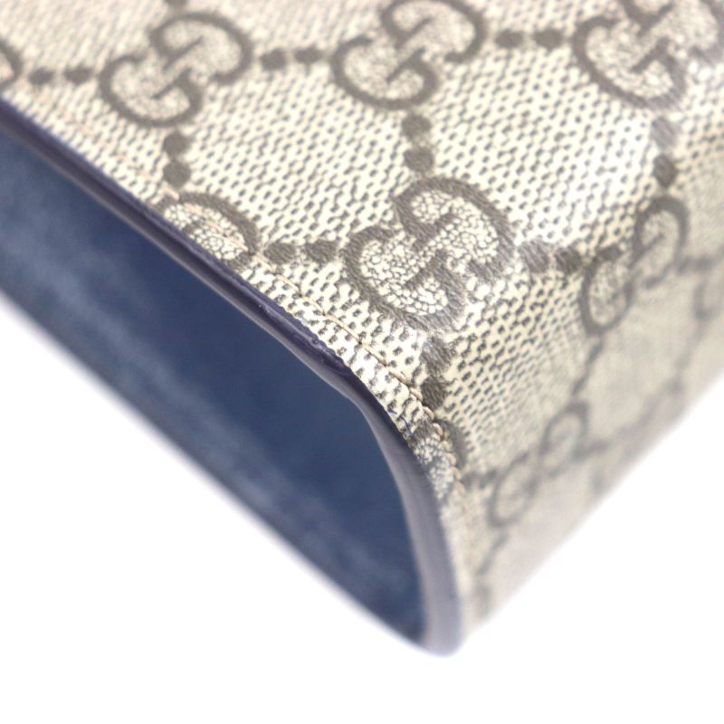Gucci 768255 GG Supreme Canvas Leather Gghardware Bicolor Small Pouch Clutch