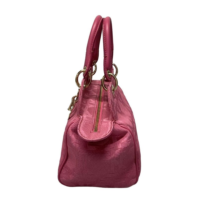 Dior/christian Dior Handbag Canage Stitch Pink Lame Leather