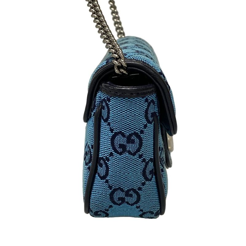 Gucci Shoulder Bag GG Marmont Quilted Leather Super Mini Bag 476433 Blue And