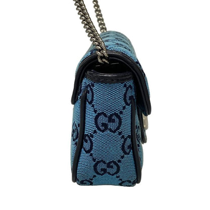 Gucci Shoulder Bag GG Marmont Quilted Leather Super Mini Bag 476433 Blue And