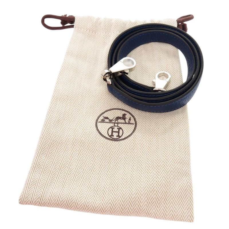 Hermes Kelly Strap Taurillon Cles Mance Silver Hardware Deep Blue Shoulder