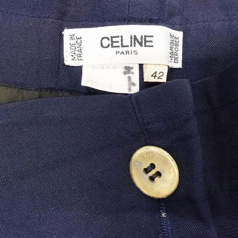 Vintage Old Celine French Silk Blend Wide Slacks Pants with Gold Buttons Size