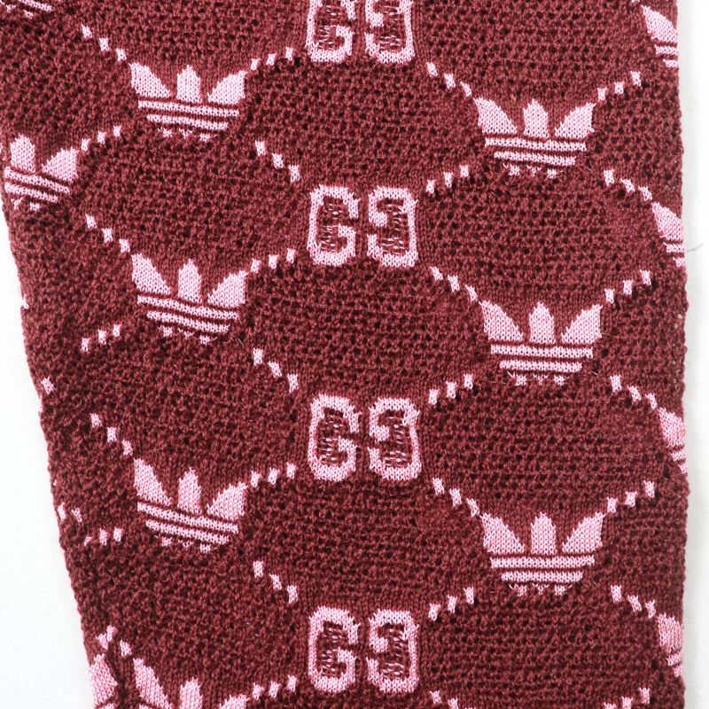 Gucci×adidas 693830 GG Trefoil Wool Jacquard Jogger Pants Bordeaux Pink S Made