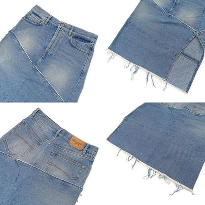 Balenciaga Denim Skirt Light Blue Series 34 100% Cotton Cut-off Denim