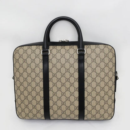 Gucci GG Supreme 2way Briefcase 450944 Bag Beige Black PVC Leather