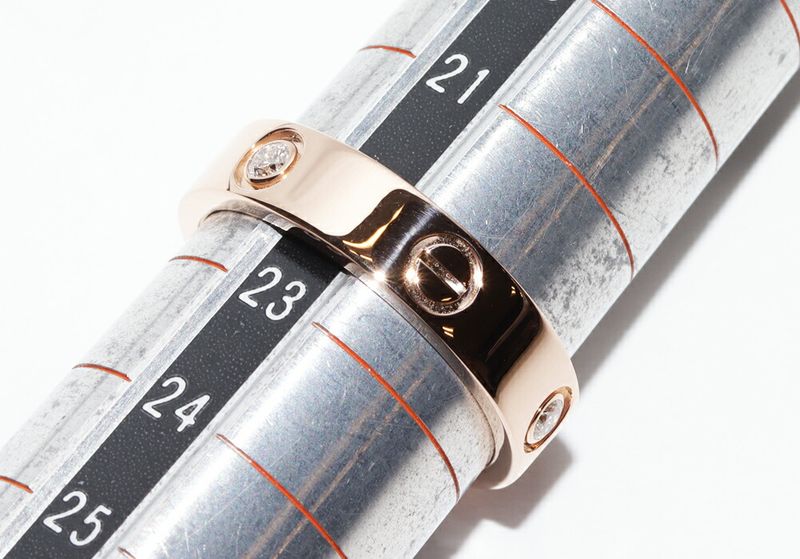 Cartier Ring 18K Pink Gold Diamond 3P (022ct) Love Ring Half Diamond B40875