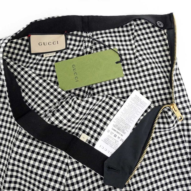 Gucci Pants Check Size 36 Black White 741239 Women's Apparel Women's