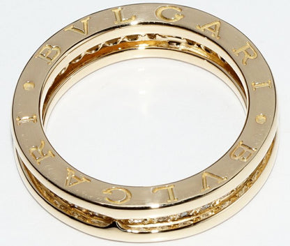 Bulgari Ring 18K Yellow Gold Diamond Bzero1 Ring XS 1 Band Full Diamond An850561