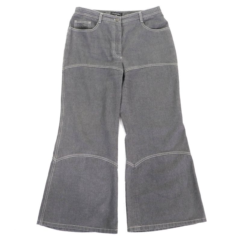 CHANEL Vintage 01P P17693 100% Cotton Coco Mark Rhinestone Coco Button Denim