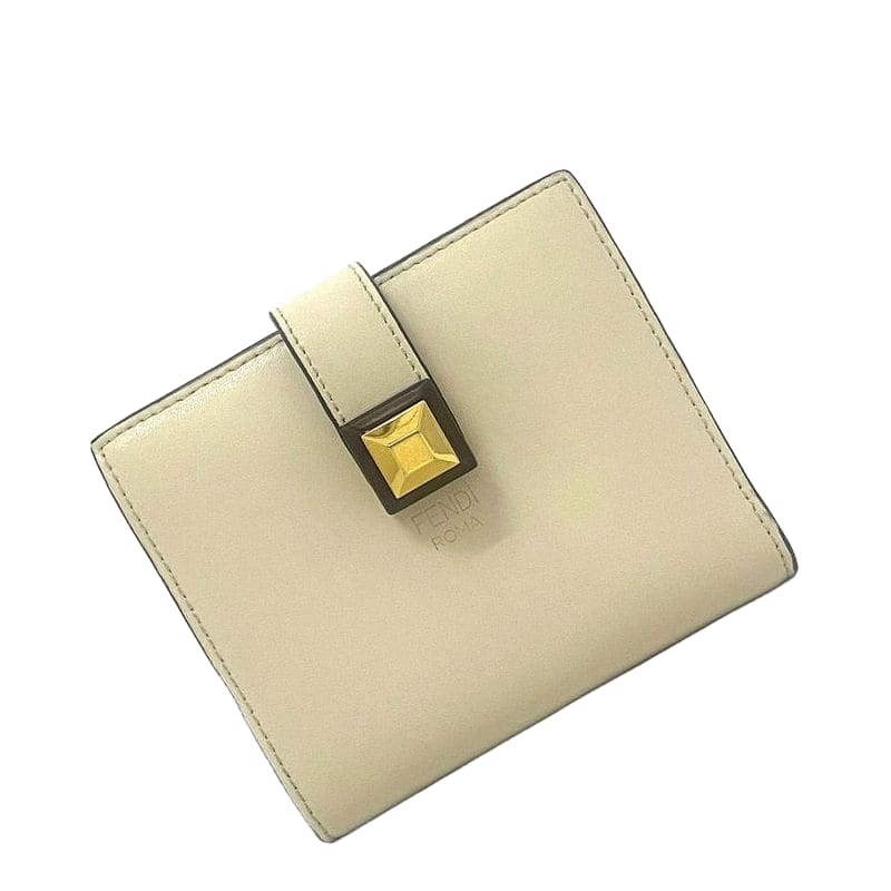 Fendi Bifold Wallet Beige Gold Orange 8m0386 Excellent Condition