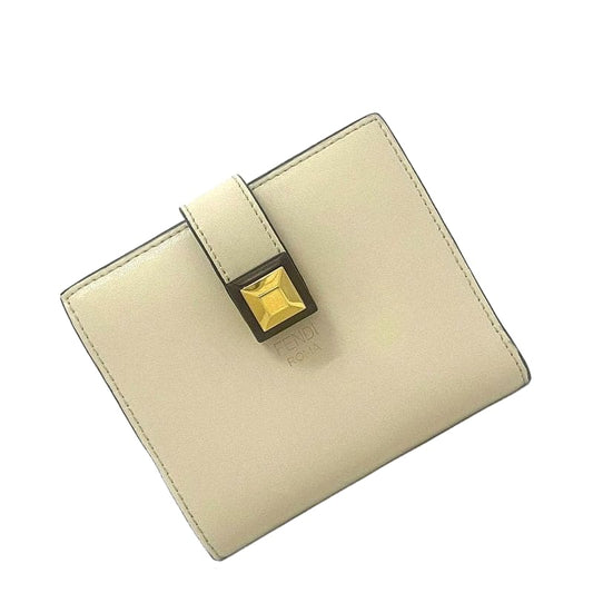 Fendi Bifold Wallet Beige Gold Orange 8m0386 Excellent Condition