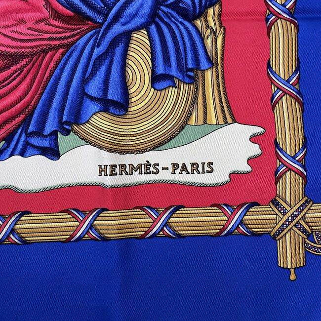 Hermes Scarf Carré 90 Red Blue Yellow Liberte