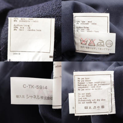 Chanel 96P Wool Coco Button Tweed Sleeveless Dress P06304 Navy 38