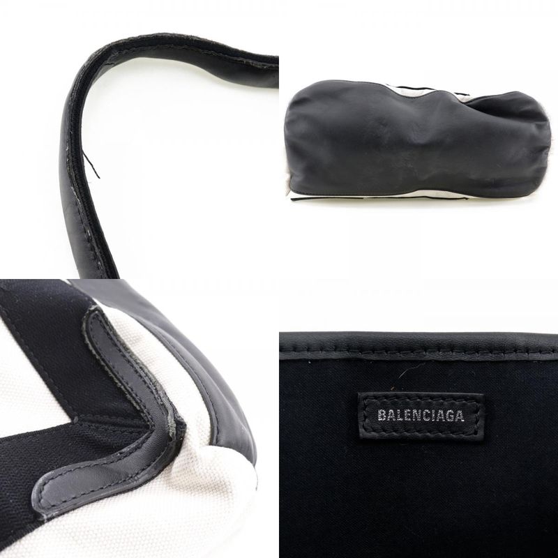 Balenciaga Cabas S Tote Canvas White/black Women's Handbag