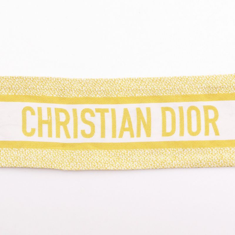 [dior] Christian Dior Mitzah Toile De Jouy Sauvage Ribbon Scarf Silk Yellow/whit