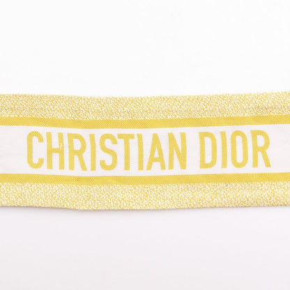[dior] Christian Dior Mitzah Toile De Jouy Sauvage Ribbon Scarf Silk Yellow/whit
