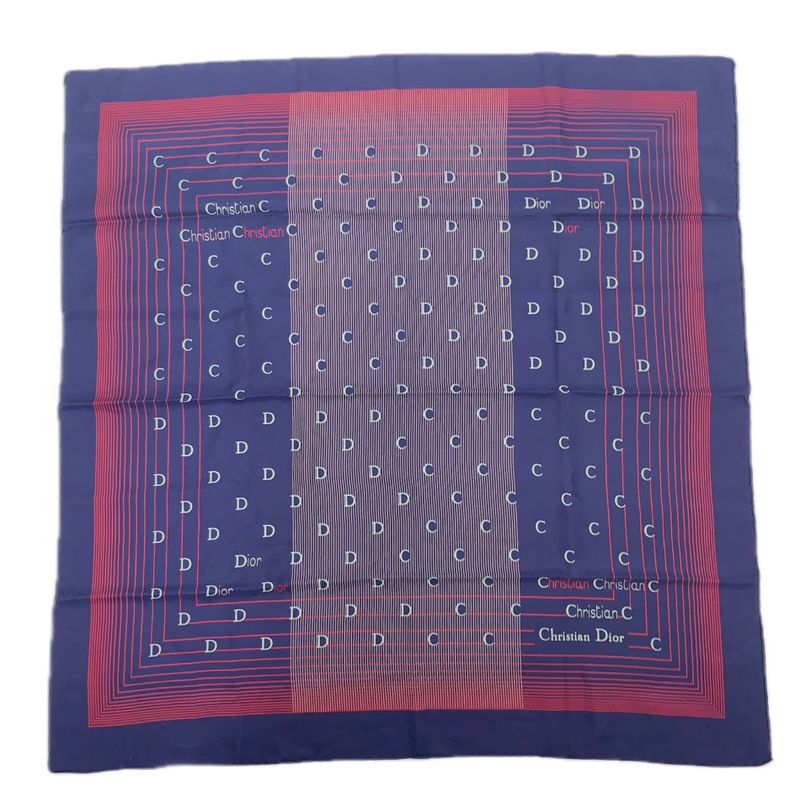 Christian DIOR Silk Scarf Navy And Red