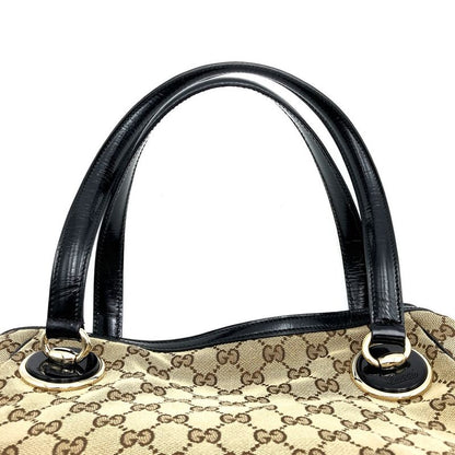 Gucci 203528 Tote Shoulder Bag GG Canvas Beige And Black Women Men Fashion