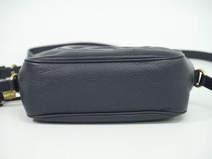 Authentic Gucci Soho Small Disco Tassel Shoulder Bag Pochette Leather Navy