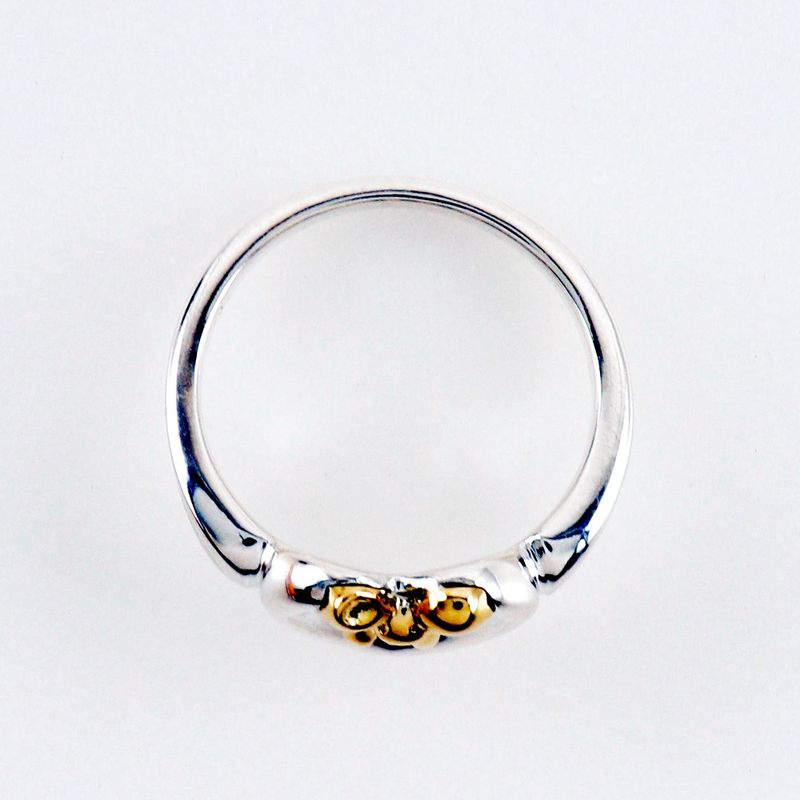 Tiffany & Co Heart Ribbon Silver 925 X 18K Yellow Gold #7.5 Ladies 2.9g Ring