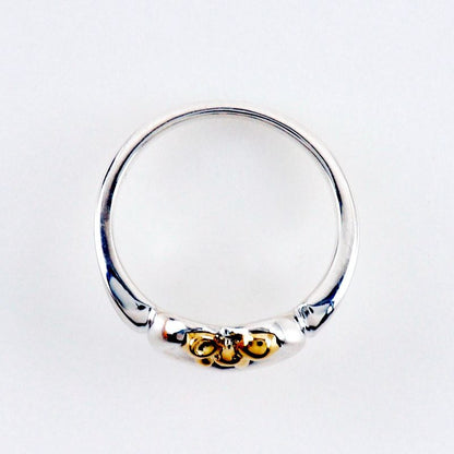 Tiffany & Co Heart Ribbon Silver 925 X 18K Yellow Gold #7.5 Ladies 2.9g Ring