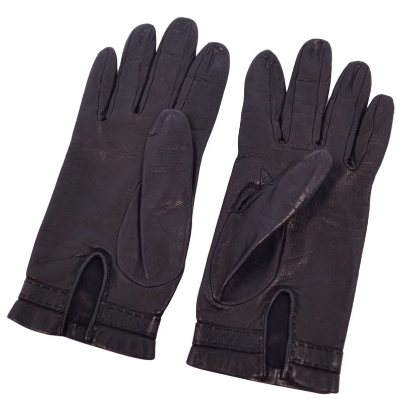 Hermes Gloves H Logo Lamb Leather Women's H