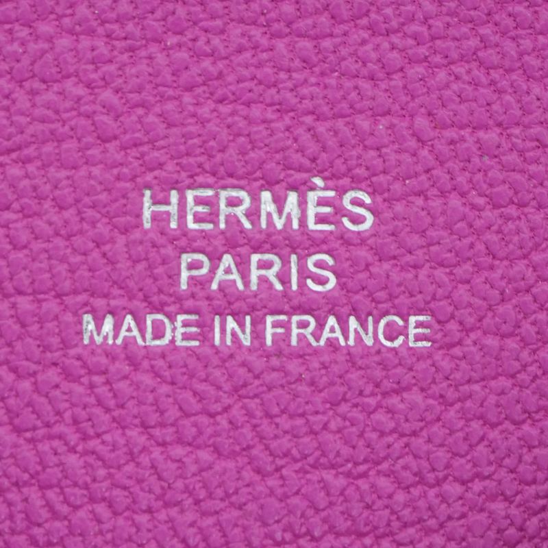 Hermes Calvi Cade Case Rose Purple Chevre W Engraved Leather Accessory